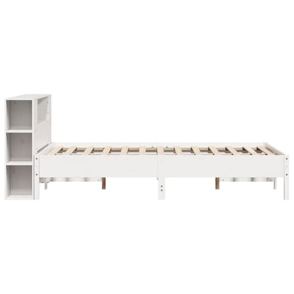 seng med reol uden madras 120x200 cm massivt fyrretræ hvid