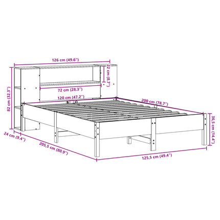 seng med reol uden madras 120x200 cm massivt fyrretræ hvid