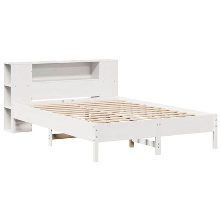 seng med reol uden madras 120x190 cm massivt fyrretræ hvid