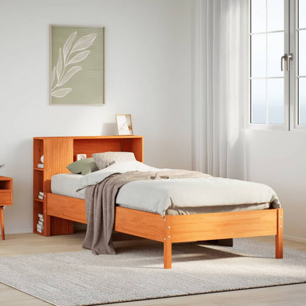 seng med reol uden madras 100x200cm massivt fyrretræ gyldenbrun