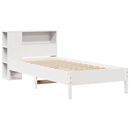 seng med reol uden madras 75x190 cm massivt fyrretræ hvid