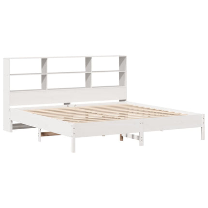 seng med reol uden madras 180x200 cm massivt fyrretræ hvid