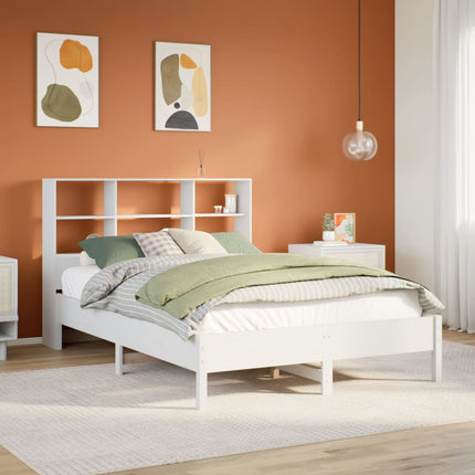 seng med reol uden madras 160x200 cm massivt fyrretræ hvid