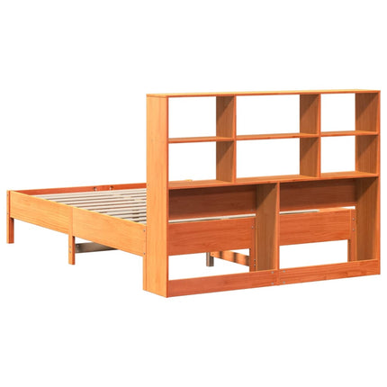 seng med reol uden madras 160x200cm massivt fyrretræ gyldenbrun