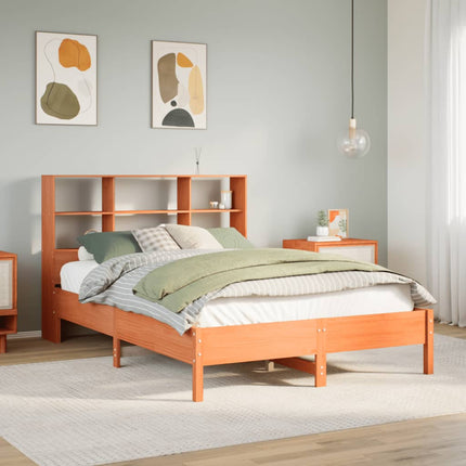 seng med reol uden madras 135x190cm massivt fyrretræ gyldenbrun
