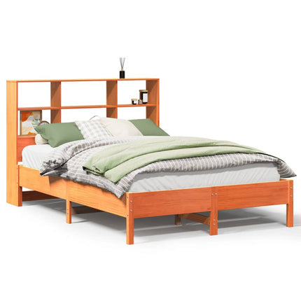 seng med reol uden madras 120x190cm massivt fyrretræ gyldenbrun