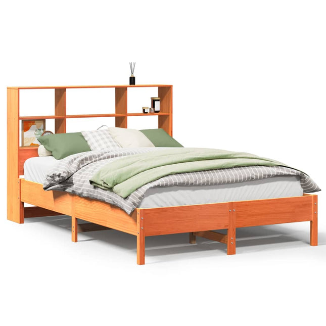 seng med reol uden madras 120x190cm massivt fyrretræ gyldenbrun