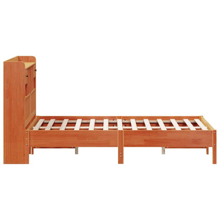 seng med reol uden madras 160x200cm massivt fyrretræ gyldenbrun