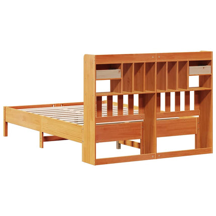 seng med reol uden madras 160x200cm massivt fyrretræ gyldenbrun