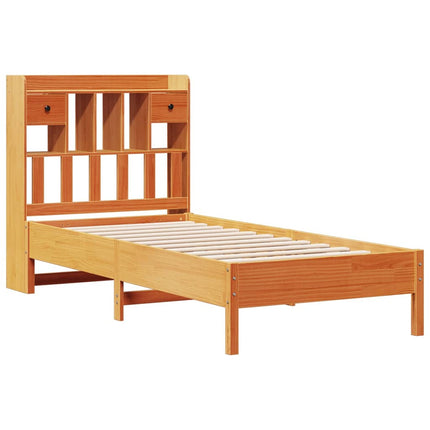 seng med reol uden madras 100x200cm massivt fyrretræ gyldenbrun
