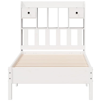 seng med reol uden madras 75x190 cm massivt fyrretræ hvid