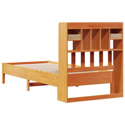seng med reol uden madras 75x190 cm massivt fyrretræ gyldenbrun