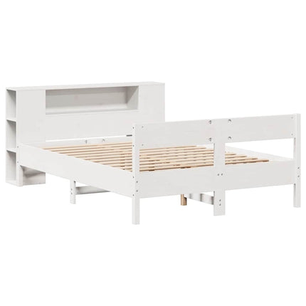seng med reol uden madras 160x200 cm massivt fyrretræ hvid