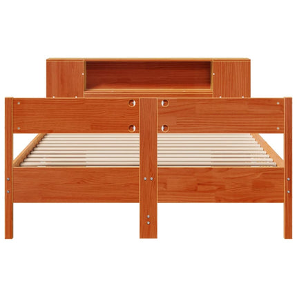seng med reol uden madras 140x200cm massivt fyrretræ gyldenbrun