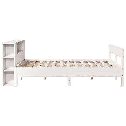 seng med reol uden madras 120x200 cm massivt fyrretræ hvid