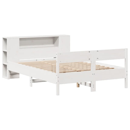 seng med reol uden madras 140x190 cm massivt fyrretræ hvid