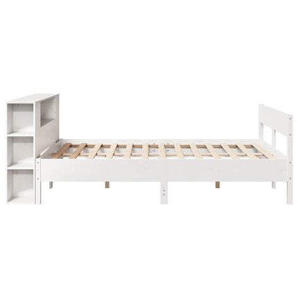 seng med reol uden madras 140x190 cm massivt fyrretræ hvid