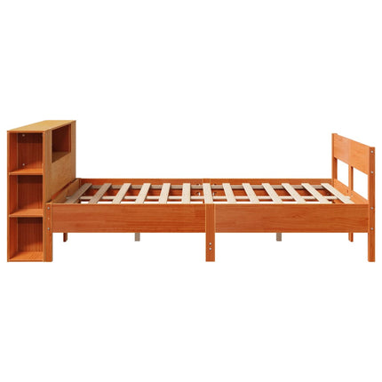 seng med reol uden madras 140x190cm massivt fyrretræ gyldenbrun