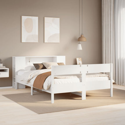 seng med reol uden madras 120x190 cm massivt fyrretræ hvid