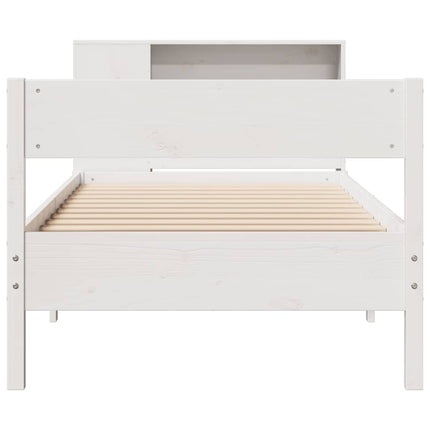 seng med reol uden madras 75x190 cm massivt fyrretræ hvid