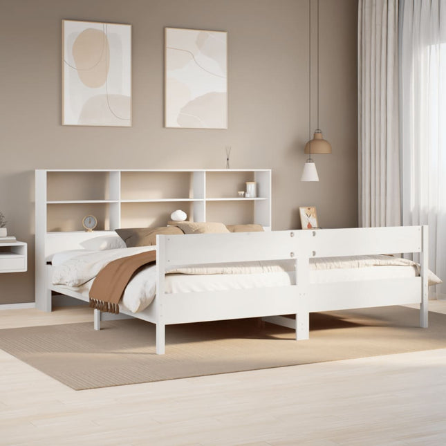seng med reol uden madras 180x200 cm massivt fyrretræ hvid