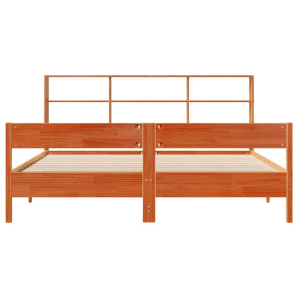 seng med reol uden madras 180x200cm massivt fyrretræ gyldenbrun