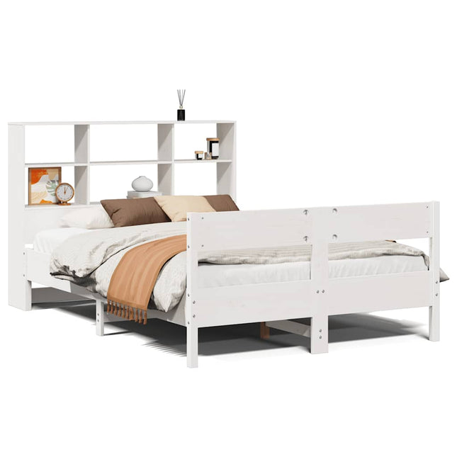 seng med reol uden madras 160x200 cm massivt fyrretræ hvid