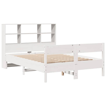 seng med reol uden madras 160x200 cm massivt fyrretræ hvid