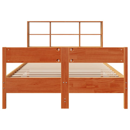 seng med reol uden madras 160x200cm massivt fyrretræ gyldenbrun