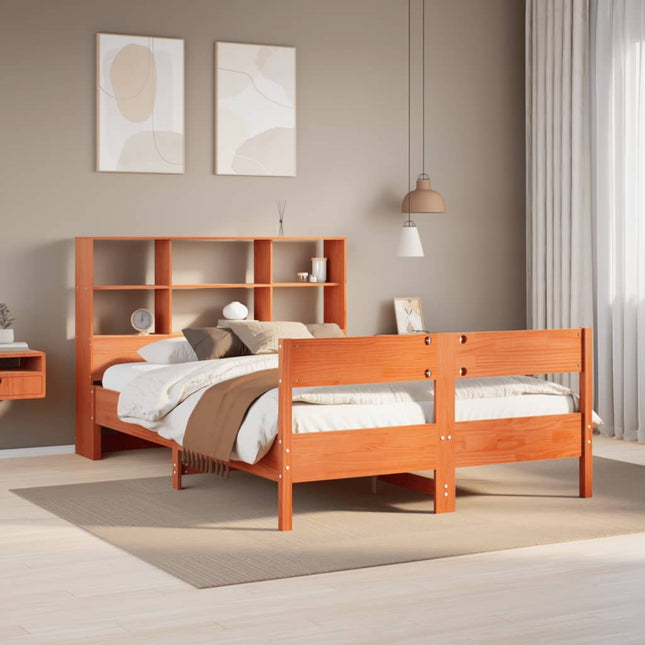 seng med reol uden madras 150x200cm massivt fyrretræ gyldenbrun