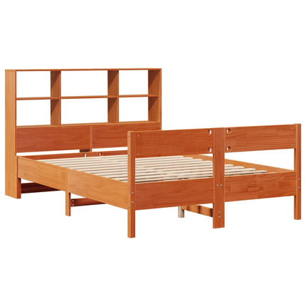 seng med reol uden madras 140x190cm massivt fyrretræ gyldenbrun