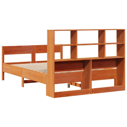 seng med reol uden madras 140x190cm massivt fyrretræ gyldenbrun