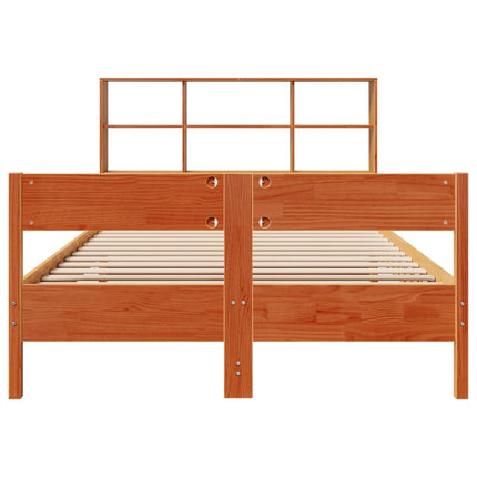 seng med reol uden madras 135x190cm massivt fyrretræ gyldenbrun