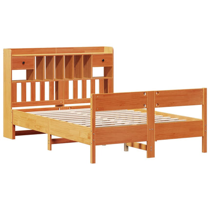 seng med reol uden madras 160x200cm massivt fyrretræ gyldenbrun