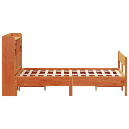 seng med reol uden madras 160x200cm massivt fyrretræ gyldenbrun