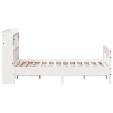 seng med reol uden madras 140x200 cm massivt fyrretræ hvid