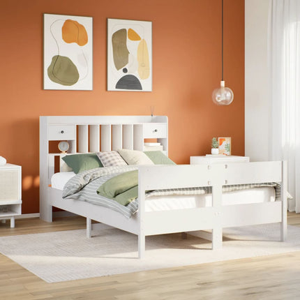 seng med reol uden madras 140x190 cm massivt fyrretræ hvid