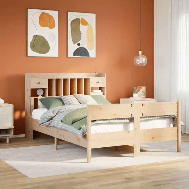 seng med reol uden madras 135x190 cm massivt fyrretræ