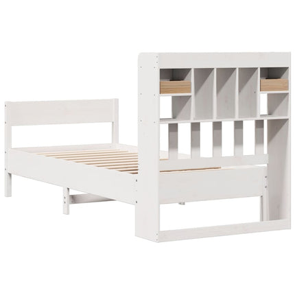 seng med reol uden madras 75x190 cm massivt fyrretræ hvid