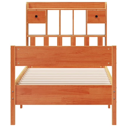 seng med reol uden madras 75x190 cm massivt fyrretræ gyldenbrun