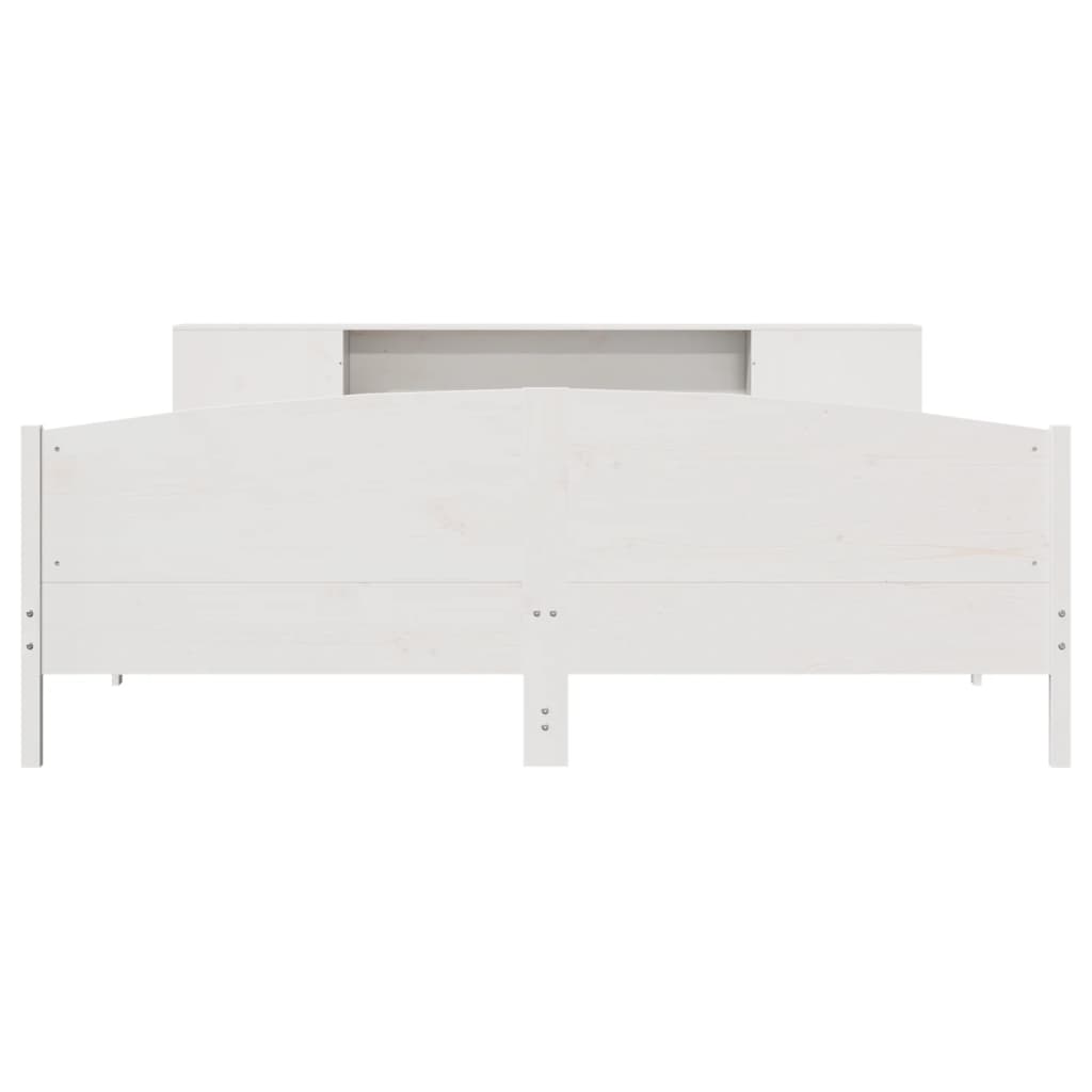seng med reol uden madras 200x200 cm massivt fyrretræ hvid