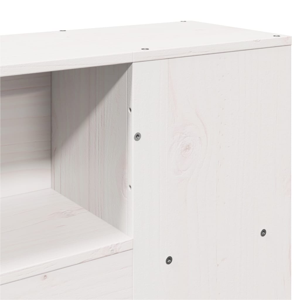 seng med reol uden madras 200x200 cm massivt fyrretræ hvid