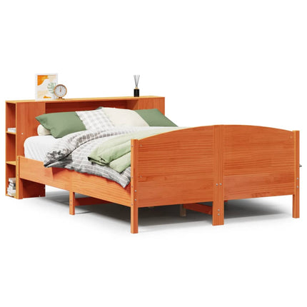seng med reol uden madras 140x200cm massivt fyrretræ gyldenbrun