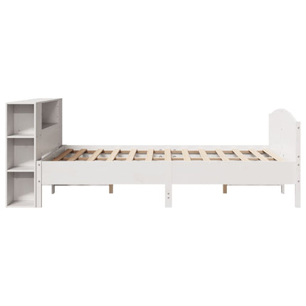 seng med reol uden madras 120x200 cm massivt fyrretræ hvid