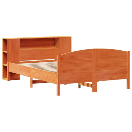 seng med reol uden madras 140x190cm massivt fyrretræ gyldenbrun
