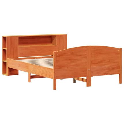 seng med reol uden madras 135x190cm massivt fyrretræ gyldenbrun