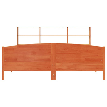 seng med reol uden madras 200x200cm massivt fyrretræ gyldenbrun
