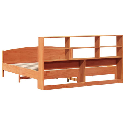 seng med reol uden madras 200x200cm massivt fyrretræ gyldenbrun