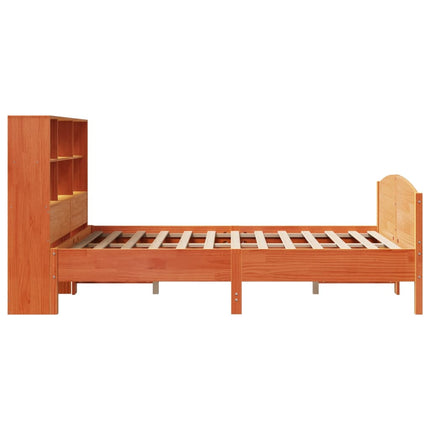 seng med reol uden madras 160x200cm massivt fyrretræ gyldenbrun