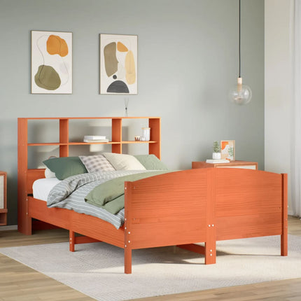 seng med reol uden madras 160x200cm massivt fyrretræ gyldenbrun